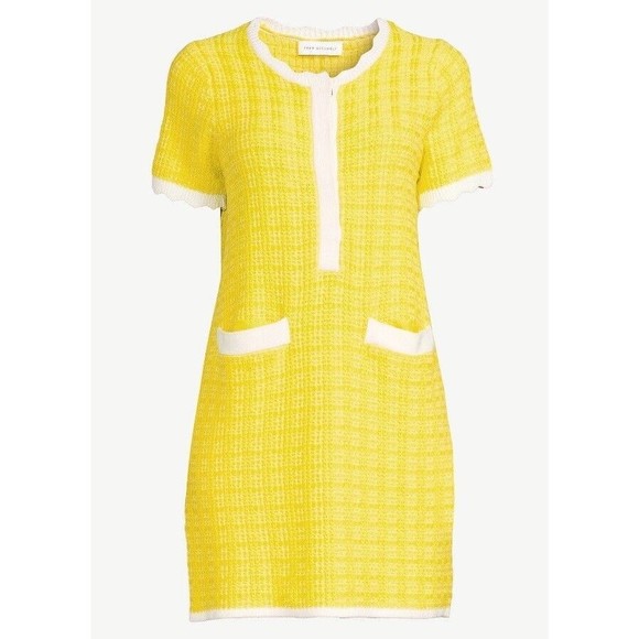 FREE ASSEMBLY WOMENS YELLOW KNIT MINI DRESS SCALLOPED TRIM Size XL - Picture 3 of 14